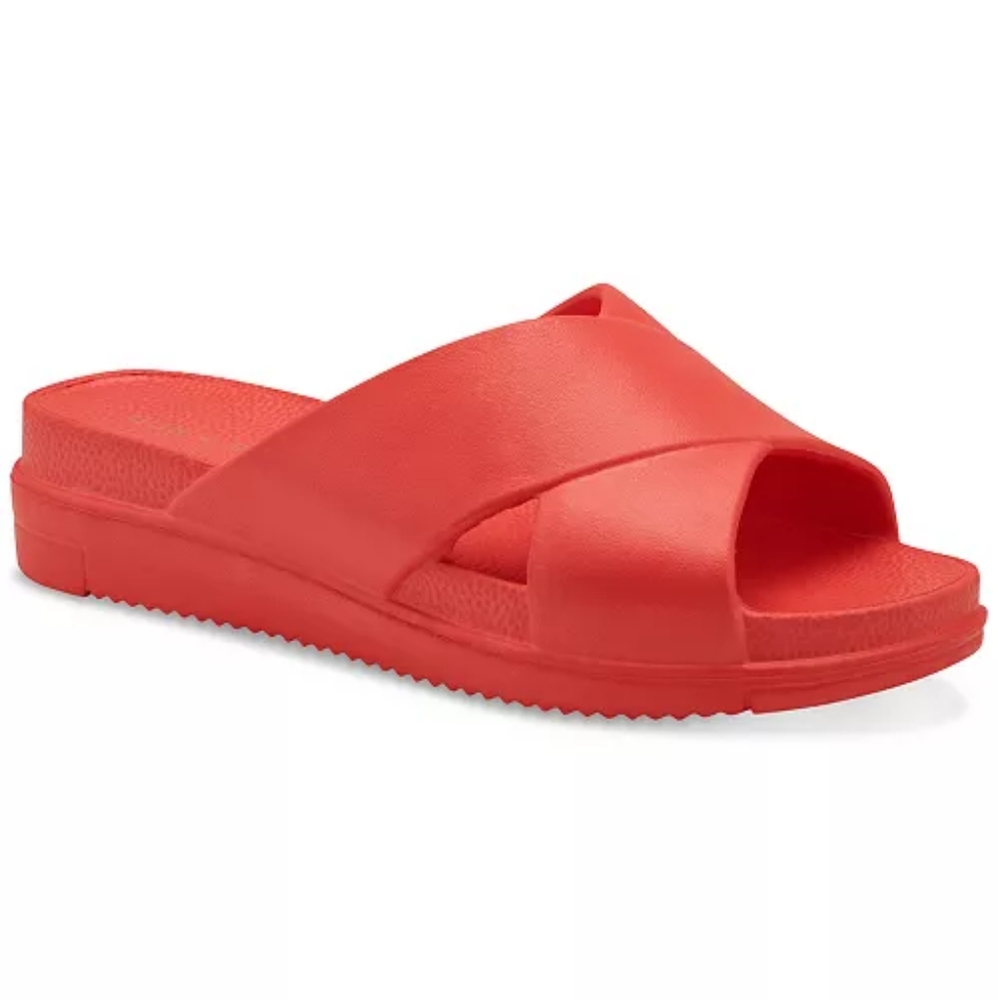 Sun + Stone Women's Islla Coral Crisscross Slide Wedge Sandals Size 9